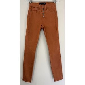 Veronica Beard Maera Skinny High‎ Rise Jeans Women's 25 Cinnamon Clay Button Fly